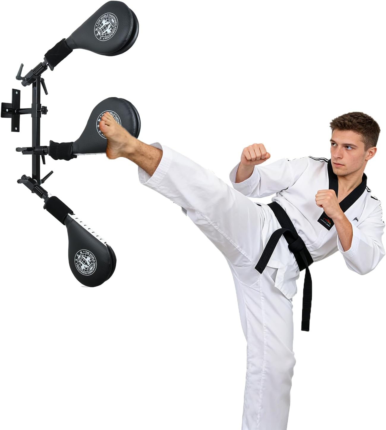 Taekwondo Kick Pads, Kicking Boxing Hands-Free Kicking Pads for Martial Arts with Mounting Bracket for Karate, Kickboxing & Martial Arts Training for Adults and Teens