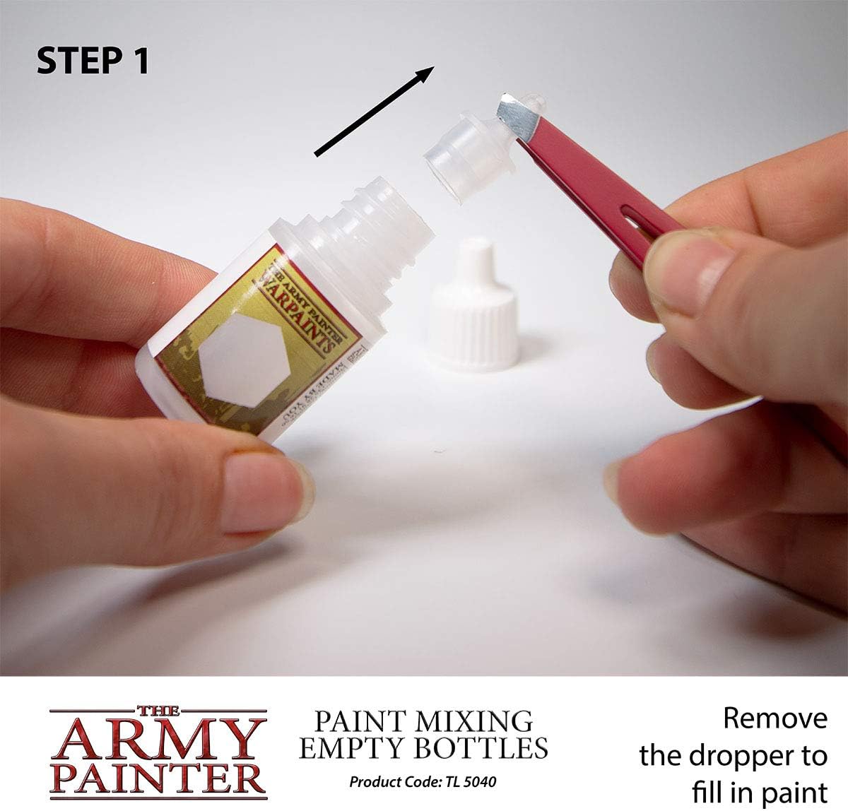 The Army Painter Paint Mixing Empty Dropper Bottles-12 ml, Pack of 6 Bottles with Dropper-Plastic Dropper Bottles for Acrylic Paint-Empty Plastic Bottle with Dropper Top- Small Applicator Paint Bottle