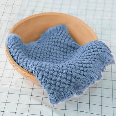 Fashion Cute Baby Photography Props Boys Girls Photography Backdrop Rugs Newborn Photo Shoot Basket Filler Background Blanket (Blue)