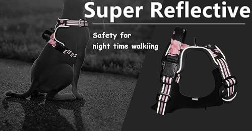 Miniatura 4 de Foxyep Arnés de chaleco sin tirones para perros medianos con asa de fácil control, correa reflectante para caminar cachorros, entrenamiento, sin