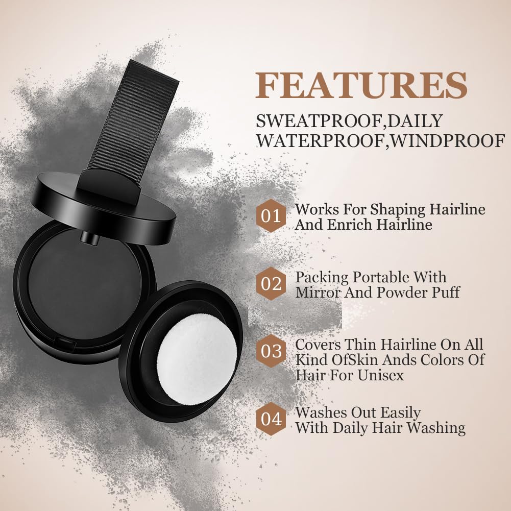 ALIIP Sombra para el Cabello,4g Retocador de Raíces en Polvo Corrector de Raíces,Polvo para la Línea del Cabello Debilitado,Hairline Powder para Cubre Rápidamente Canas Mujer y Hombre (Negro Natural) — view 6