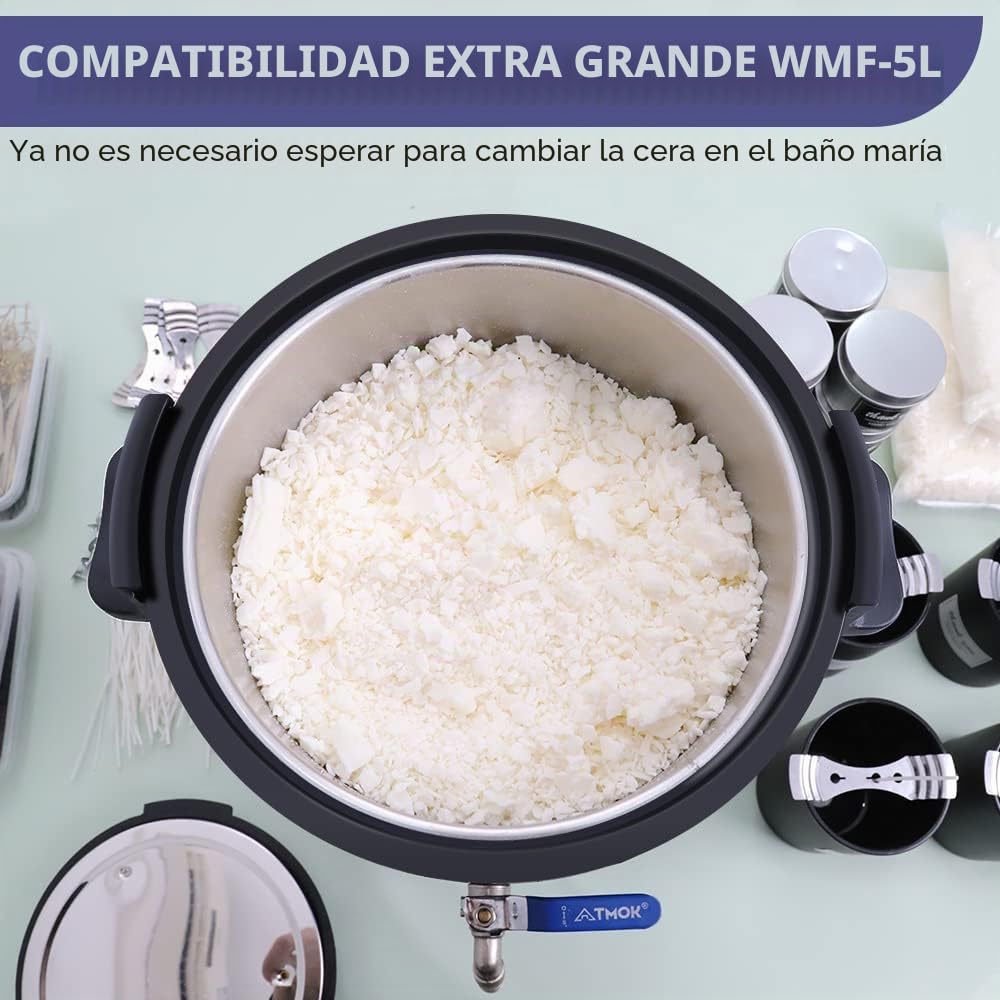 TOAUTO WMF-5L - Fundidor de cera para hacer velas, olla de fusión de cera con boquilla de vertido más rápido y controlador de temperatura, sin obstrucciones y fácil de limpiar