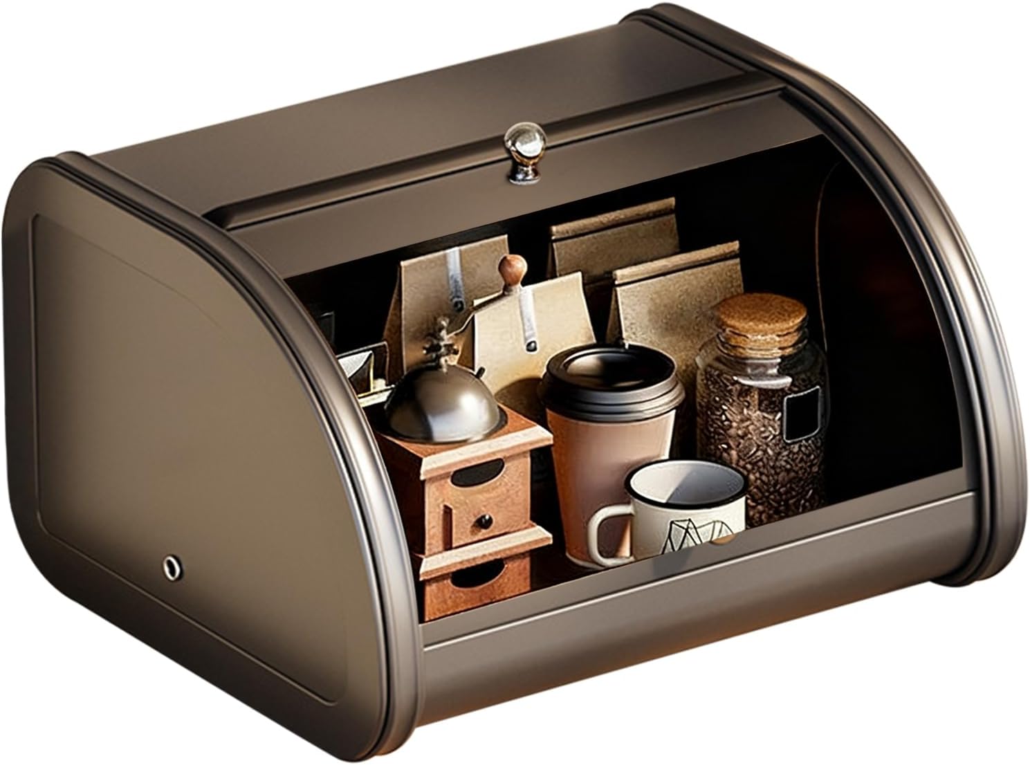 Bread Box | Roll Top Breadbox Storage Keeper | Pantry Organizer,Counter Cabinet Pantry Shelf Drawer Bakery Muffins Bagels Storage Organizer Container Breadbox Kitchen Countertop Drawer