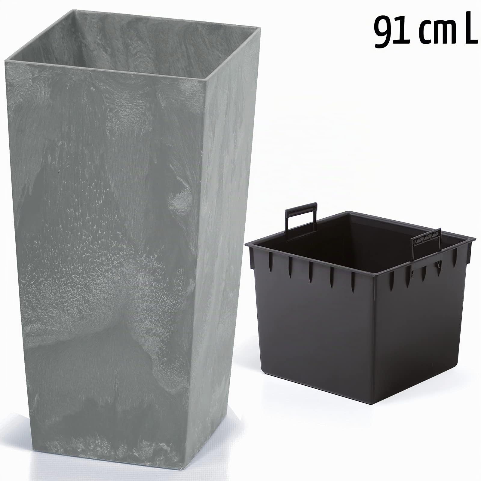 Deuba Fioriera effetto cemento Grigio 91L vaso per piante 75 x 40 x 40 cm vasi da ingresso giardino interni esterni
