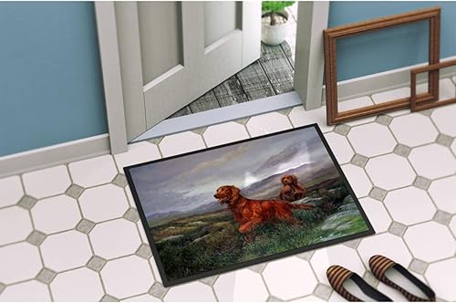 Miniatura 2 de Caroline's Treasures HEH0081MAT Irish Setters by Elizabeth Halstead - Felpudo de 18 x 27 pulgadas, tapete para puerta delantera, interior y