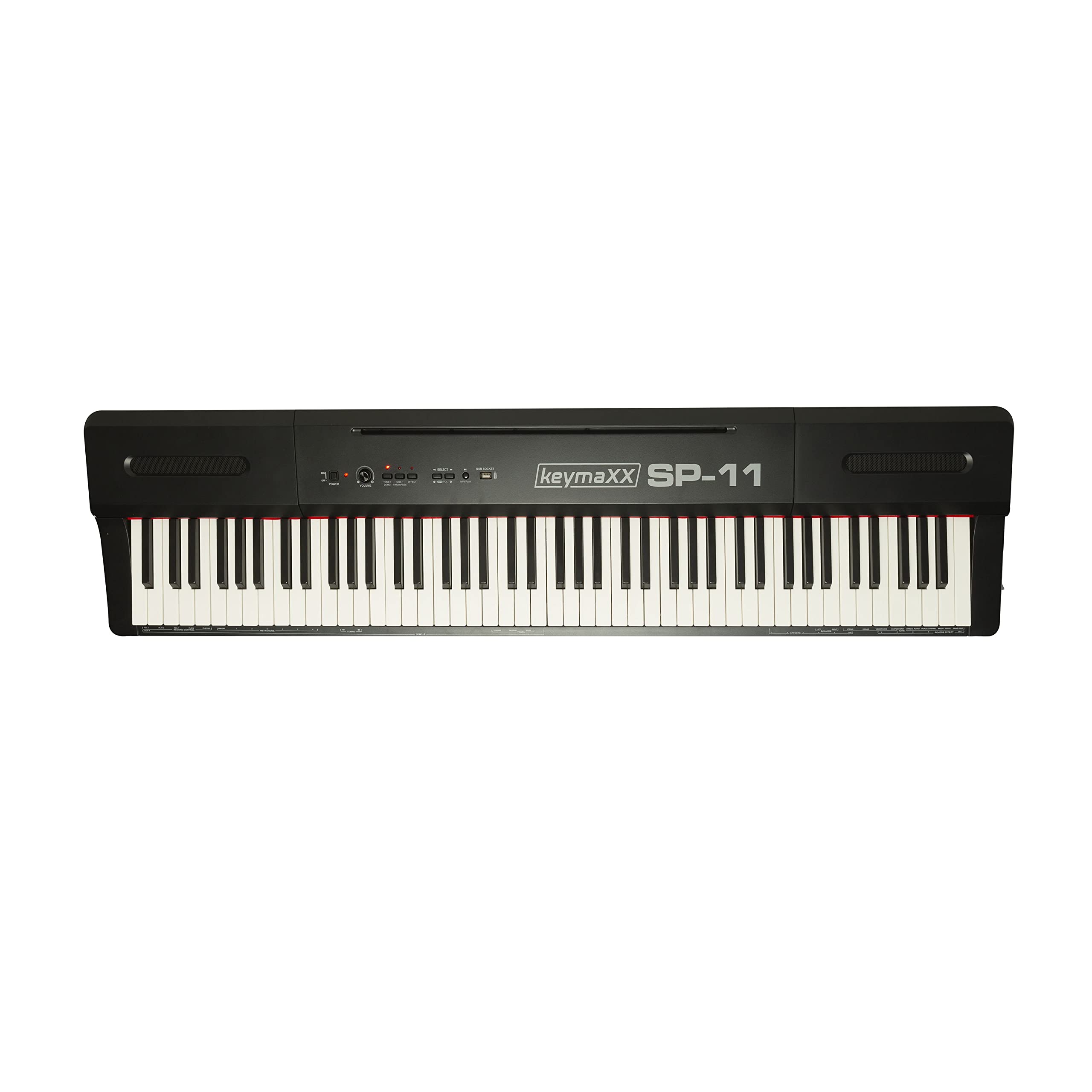 Digital Piano 88 Tasten, Hammermechanik, anschlagdynamisch, gewichtet, Anfänger E-Piano schwarz mit Pedalen, Klavierständer, Notenhalter und 128 Stimmen, SP-11