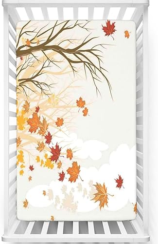 Sábana bajera ajustable para cuna con temática de otoño, sábana bajera estándar para cuna, suave y elástica, ideal para habitación de niños o niñas