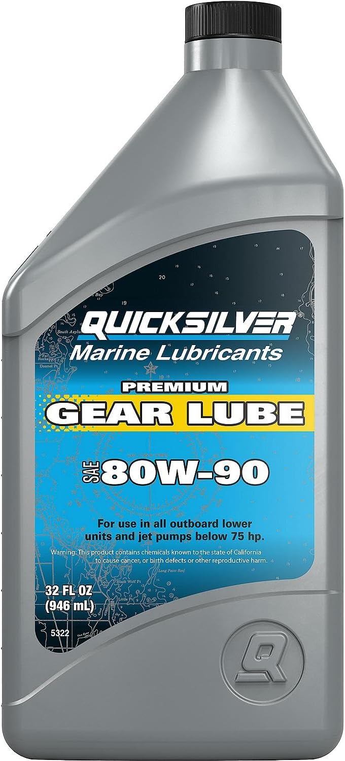 Quicksilver by Mercury Marine 80W-90 Premium Gear Lube, Marine Engine, 32 oz.