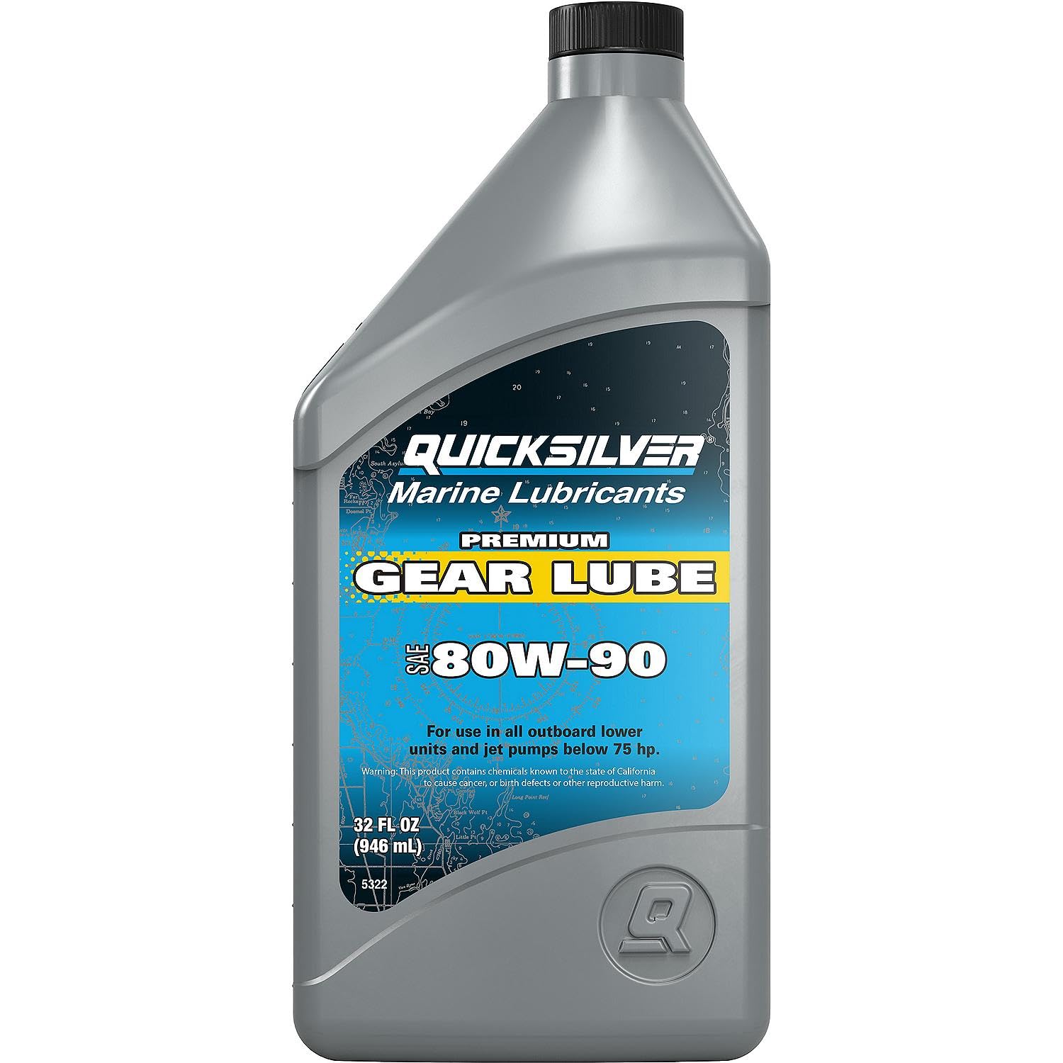 Quicksilver by Mercury Marine 80W-90 Premium Gear Lube, Marine Engine, 32 oz.