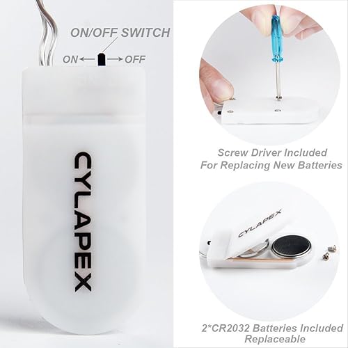 Miniatura 7 de Tira de luces led rutilantes con 20 luces de hadas led micro Cylapex, en cable de cobre revestido de plata de 3.3 pies, funciona con dos pilas