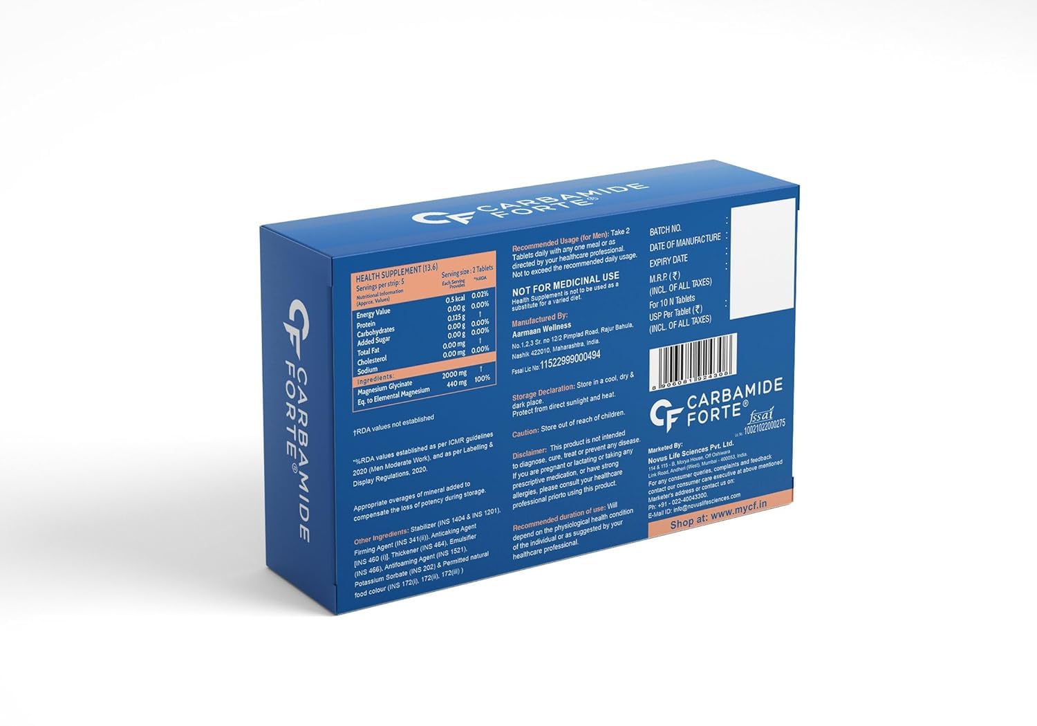 Carbamide Forte Chelated Magnesium Glycinate 2000mg Per Serving Supplement - 10 Veg Tablets Carbamide Forte Chelated Magnesium Glycinate 2000mg Per Serving Supplement - 10 Veg Tablets