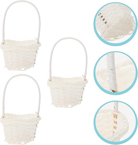 Miniatura 2 de jojofuny Cesta de flores de plástico 3 piezas, estilo pastoral, forma de corazón, blanco
