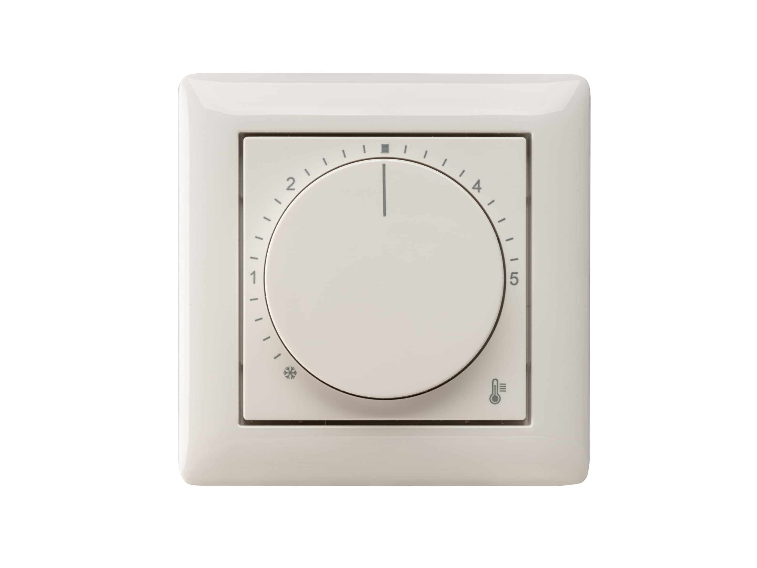 Raumthermostat inkl. GIRA Standard 55 1-Fach Rahmen 021103 reinweiß Glanz für Fußbodenheizung Stellantriebe 230V | Halmburger TRE-5510rg mit zentralem Einstellrad