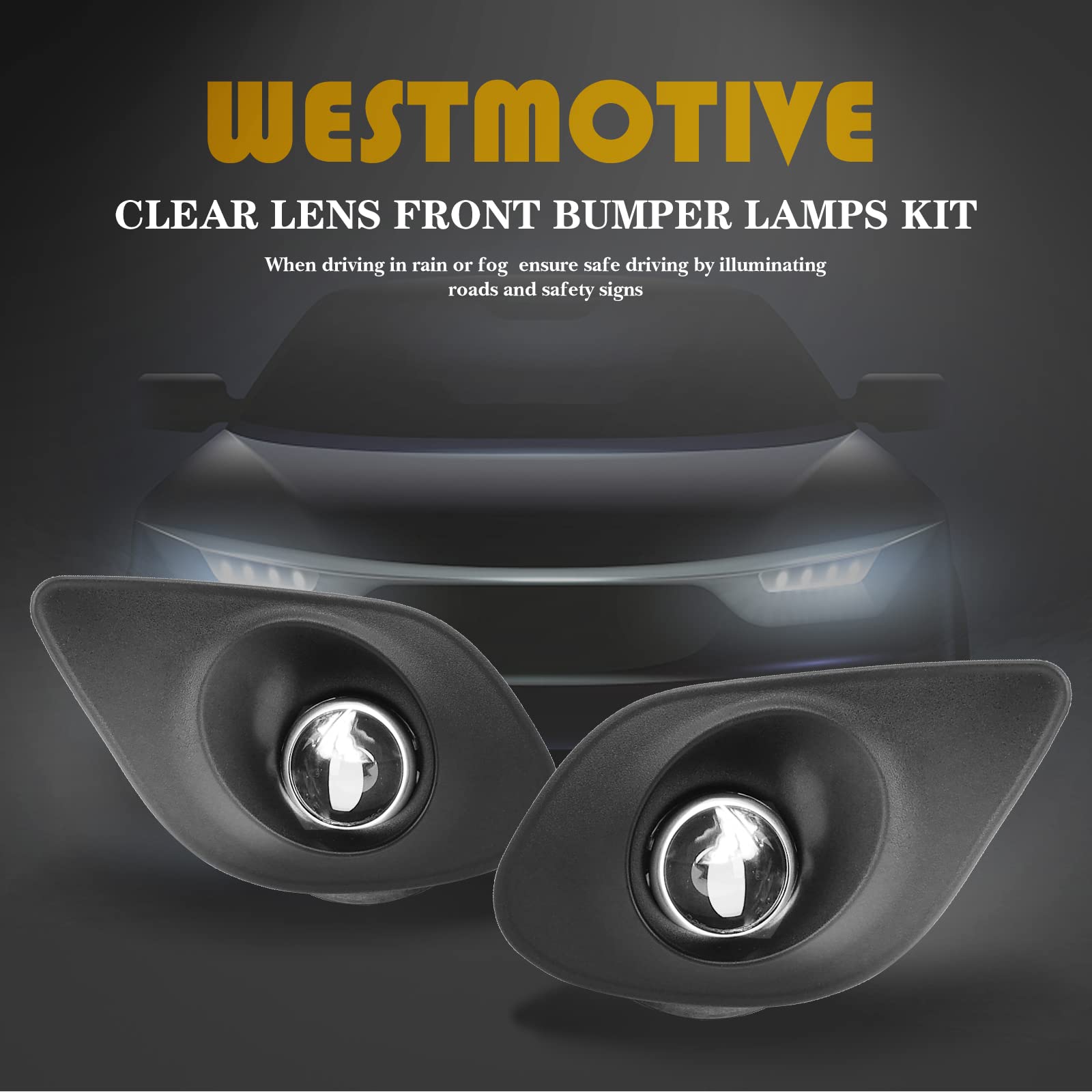 WestMotive, Fog Light for 2019 Charger Light/ 2020 2021 2022 Kit with Universal Wiring Harness and Switch Clear Lens Halogen Bulbs FL17979