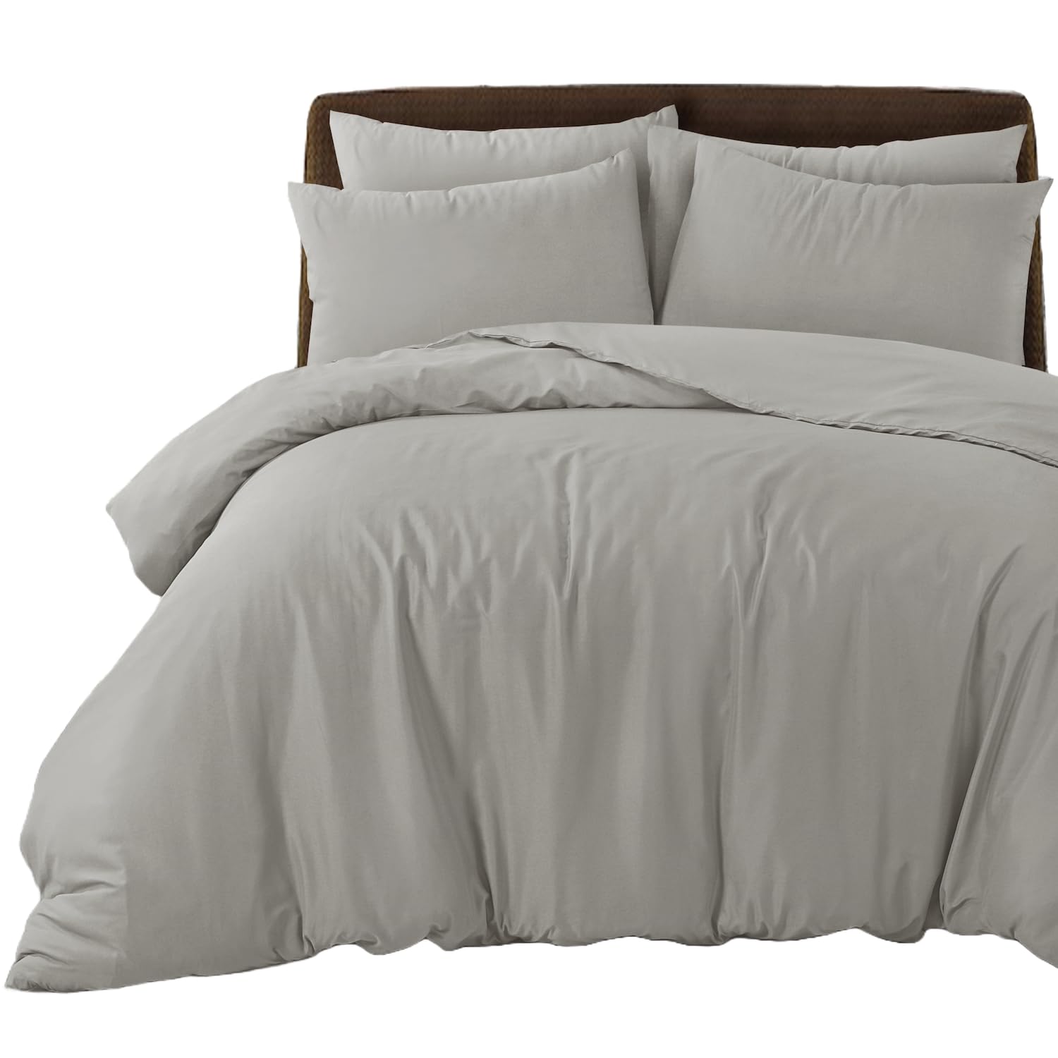 King Size Duvet Cover Set Linen - Soft & Breathable Microfibre Kingsize Quilt Cover with 2 Pillowcases, Easy Care Wrinkle Free King Bedding Set of 3 Pcs (Linen, King Duvet Set)