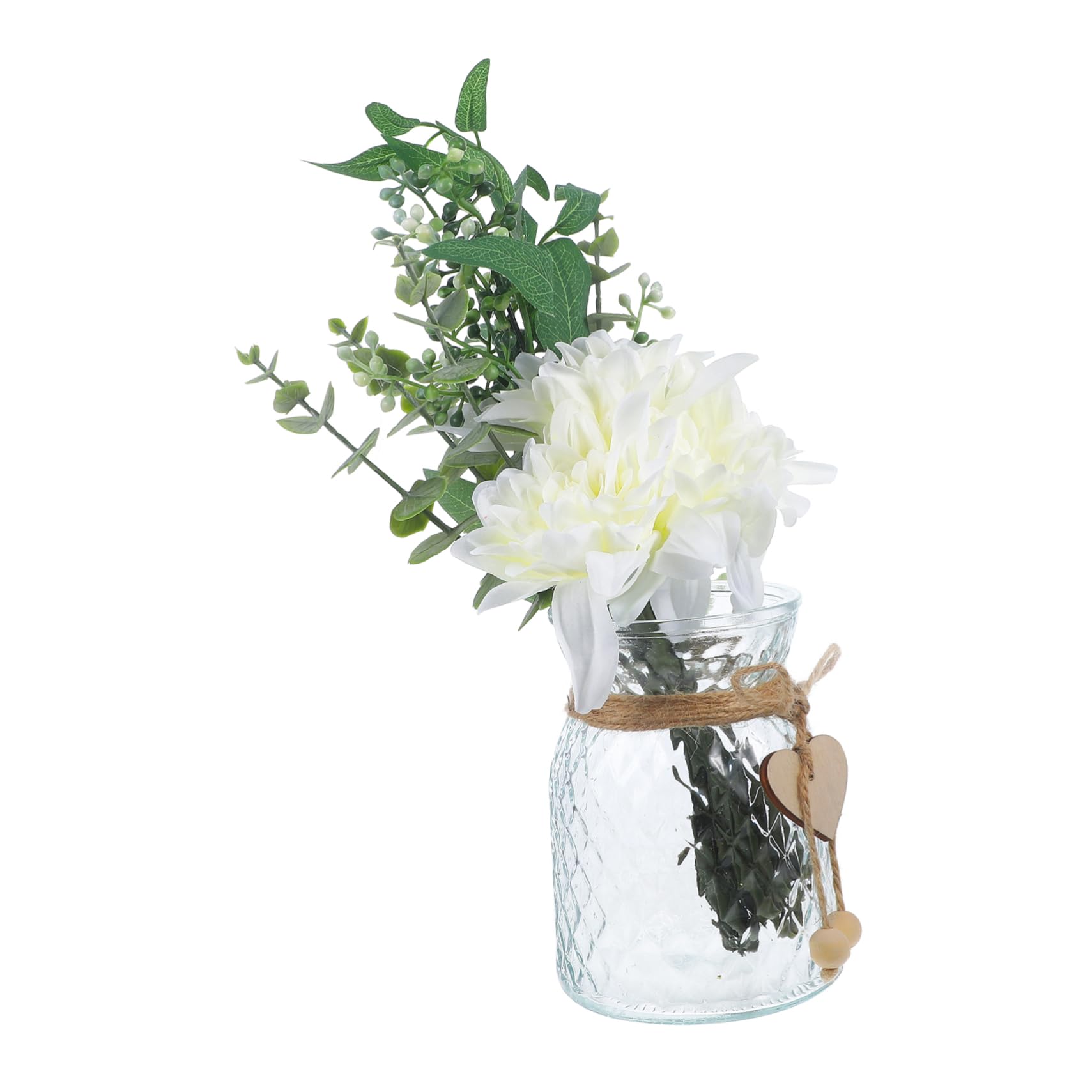 IMIKEYA Composizione Floreale Artificiale Realistica in Vaso di Vetro