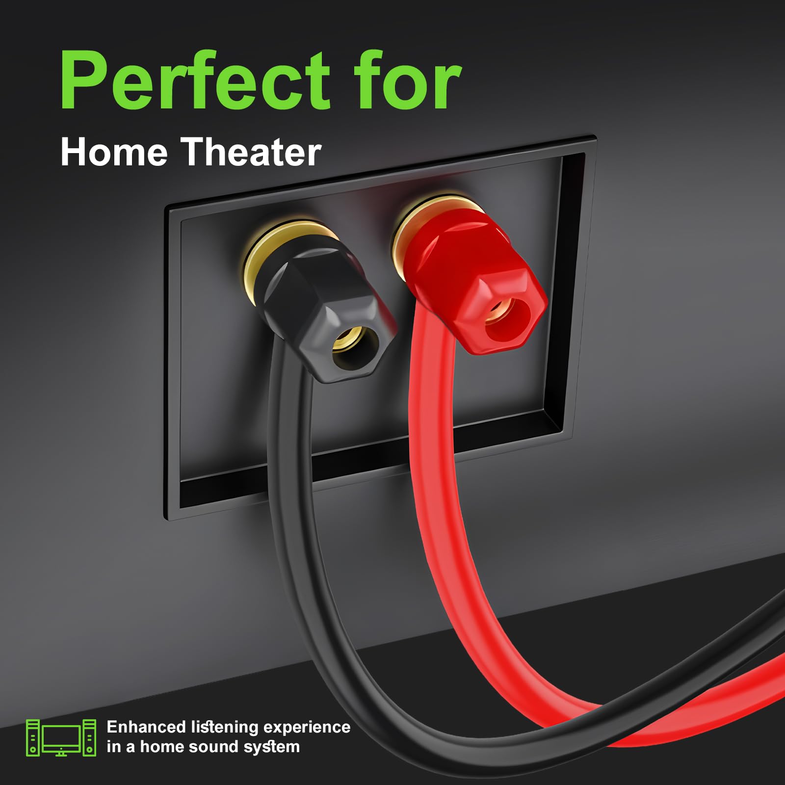 Lautsprecherkabel, 14 Gauge, 61 m, weiches Audiokabel für Autoradio, Heimkino, Surround-Sound, flexibles 14 AWG-Lautsprecherkabel, Rot/Schwarz