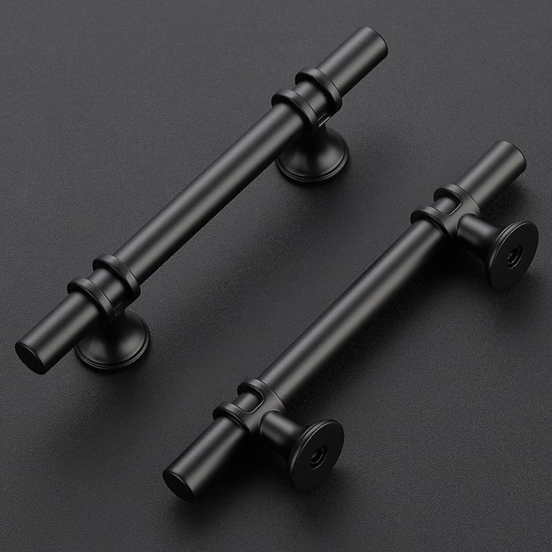 Ravinte 15 Furniture Handles Cabinet Handles for Cabinets Kitchen Cabinets Furniture with Round Base Drawer Handles 89 mm Black - Image 2