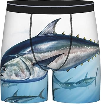 Bluefin Tuna Thunnus Men'S Long Leg Boxer Briefs Performance Stretch Mens Underwear Shorts With Contour 3d Pouch