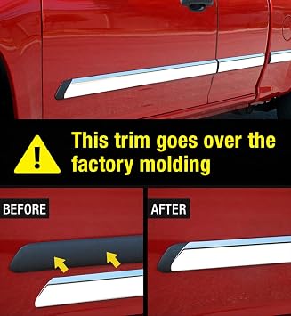 Made in USA! Compatible with 2010-2014 Chevy Tahoe/GMC Yukon Body Side Molding 4.25 Full Width Wide 4PC Overlay