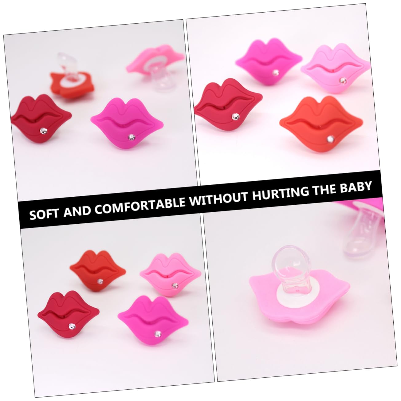 Kisangel Funny Silicone Baby Soothing Pacifiers Gentle for Newborn Bibs Present Set