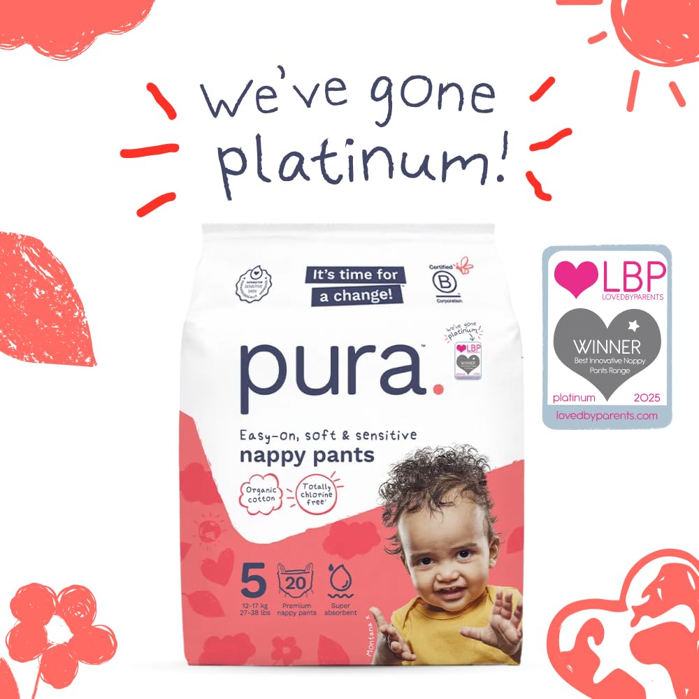 Pura Eco, Pannolini Taglia 5 (12-17 kg), 20 Pannolini usa e getta per pelli sensibili, Anallergico, Facili da strappare
