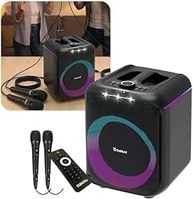 Black Box Sumay 380w Caixa De Som Amplificada Potente Com Controle Remoto Karaokê Com 2 Microfones Com Fio