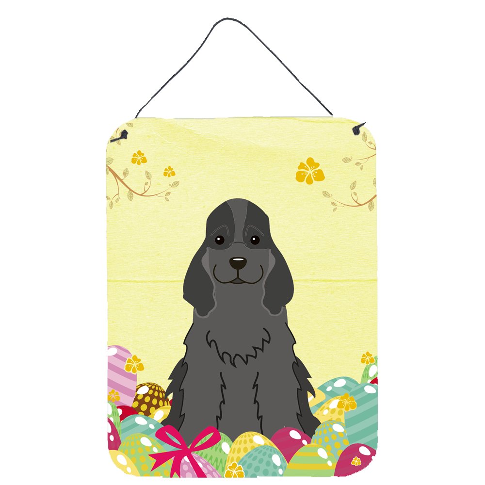 Caroline 's Treasures - Estampado de metal negro con diseño de huevos de Pascua (40,6 x 30,5 cm)