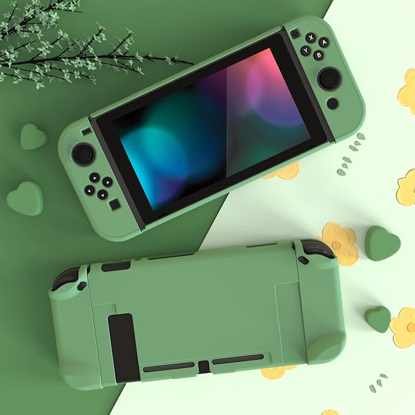 eXtremeRate PlayVital Back Cover for Nintendo Switch Console,Joycon Handheld Controller Separable Protector Hard Shell,Dockable Protective Case for Nintendo Switch - Matcha Green (NOT for Switch 2) - 3