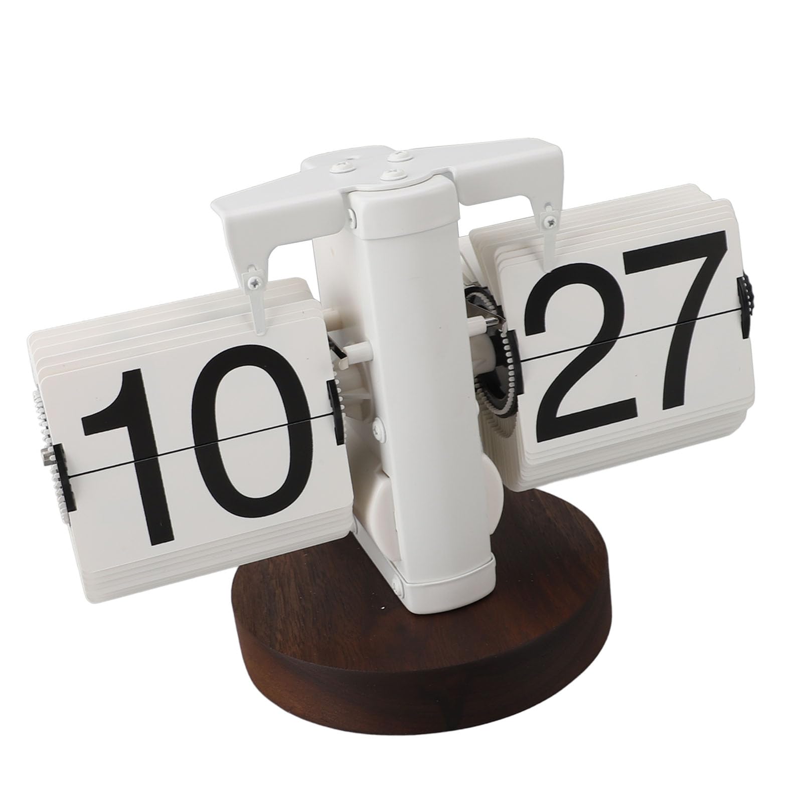 Reloj de Escritorio con Tapa Vintage, Reloj con Tapa Automático Mecánico Digital con Batería de una Sola Cara con Fuente Grande, para Sala de Estar, Oficina, Estudio (Blanco)