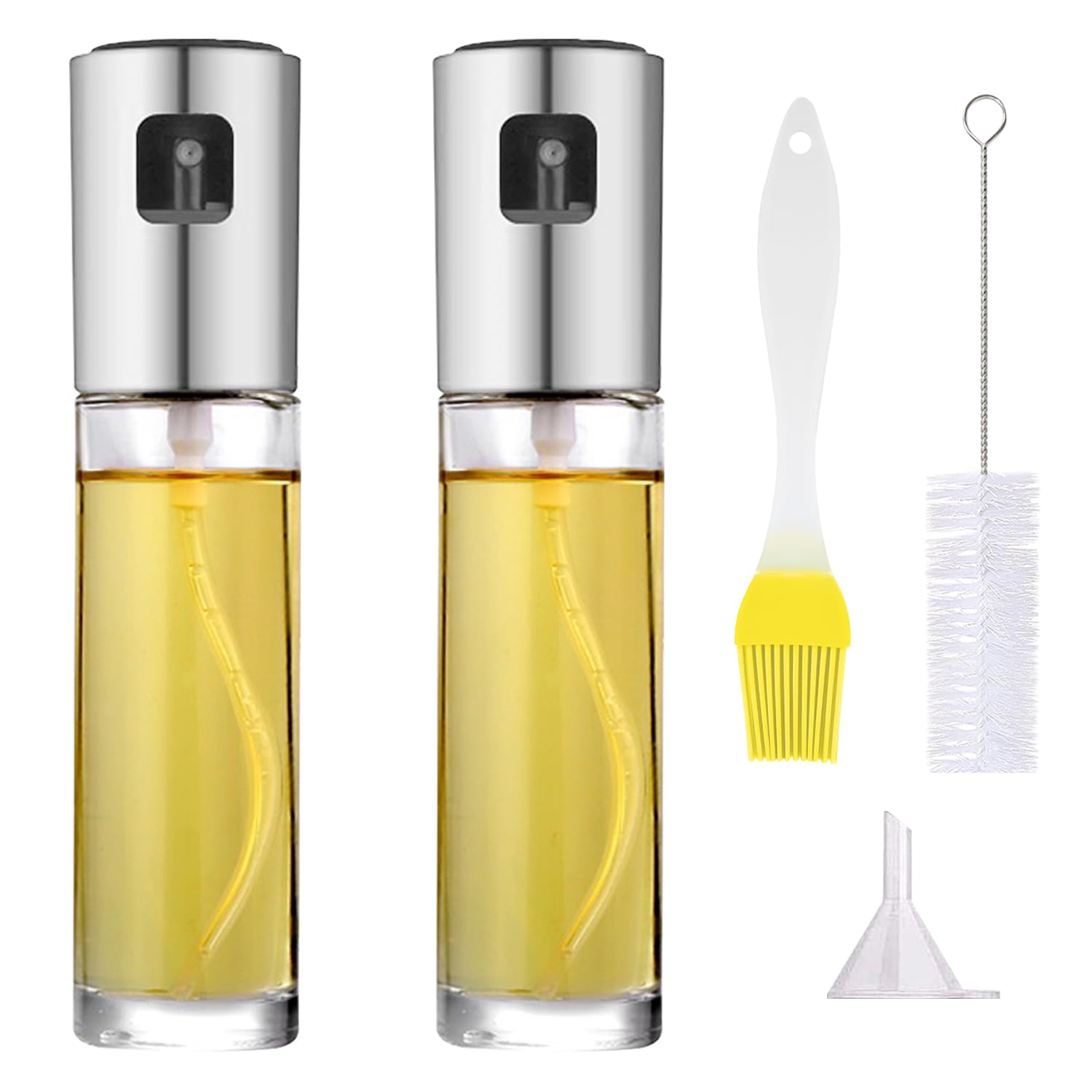 MEMOFYND 2-tlg. Ölsprühflaschen Set - 100ml Mit Pinsel & Trichter