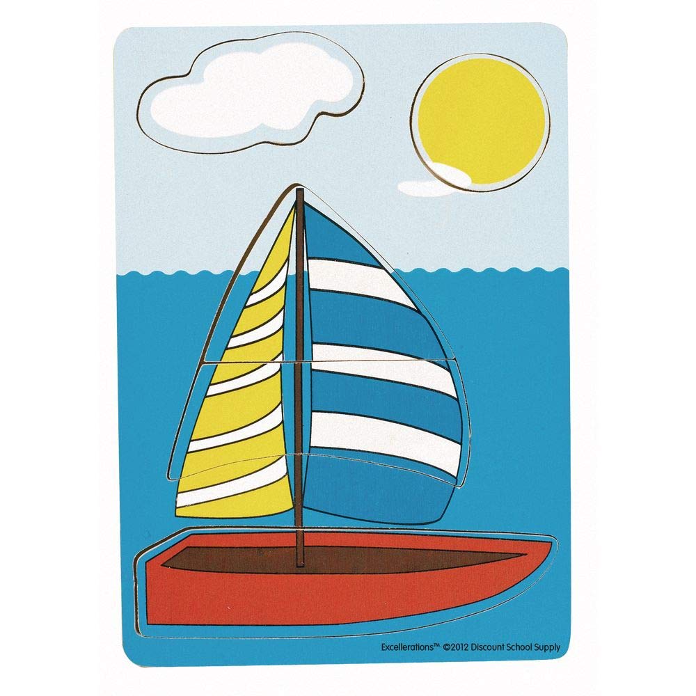 Excellerations Chunky Puzzle 8-1/8 inches L x 5-1/2 inches W with Chunky Wooden Pieces, 4-7-Piece Puzzles, Toddler, Preschool, Educational Toys and Gift, Set of 12 Puzzles, Preschool - Image 5