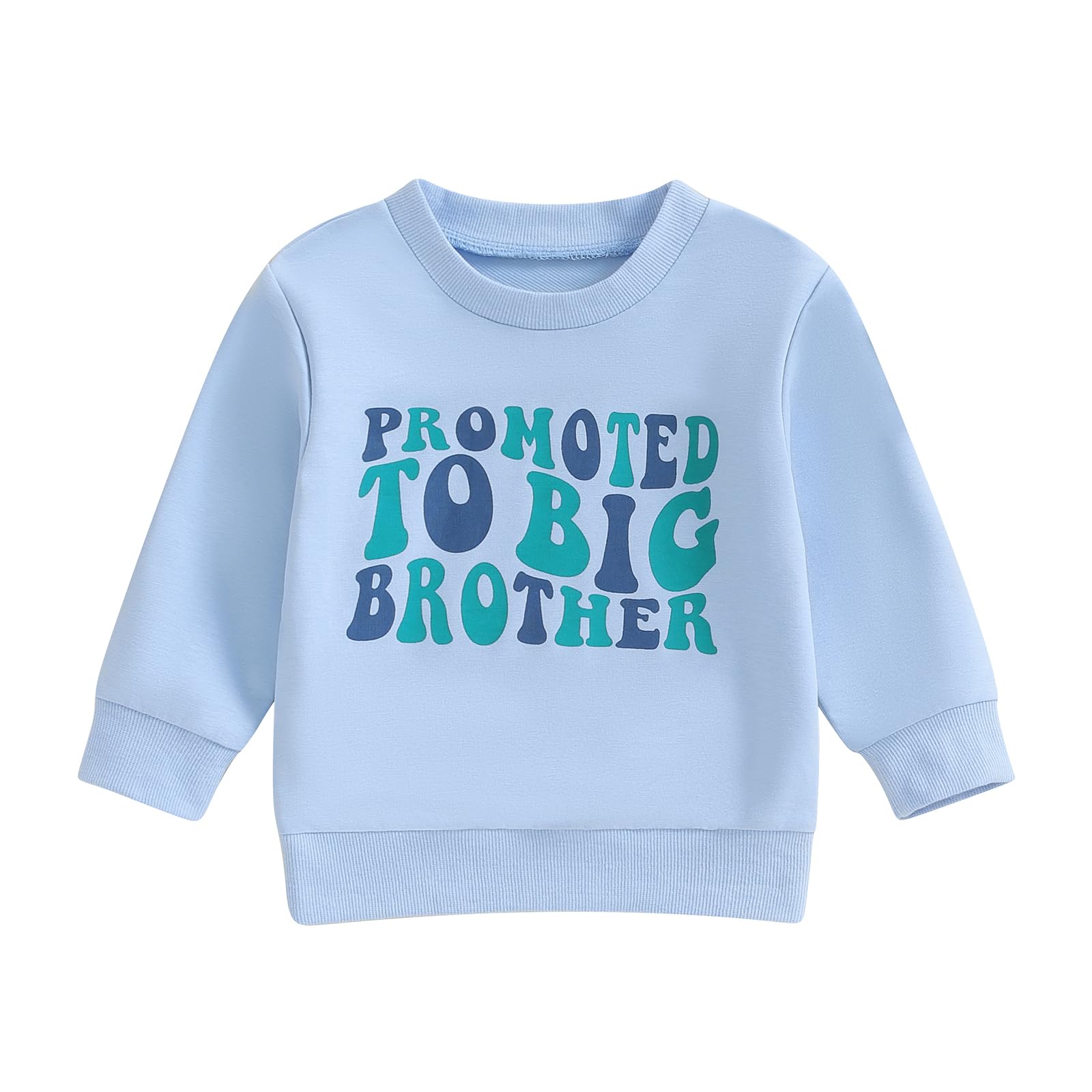 Meiweileya Toddler Baby Boy Sweatshirt Promoted To Big Brother Crewneck Pullover Oversized Sweater Announcement Shirt Matching Sibling Outfits Little Kids Fall Winter Clothes (Blue, 12-18 Months)