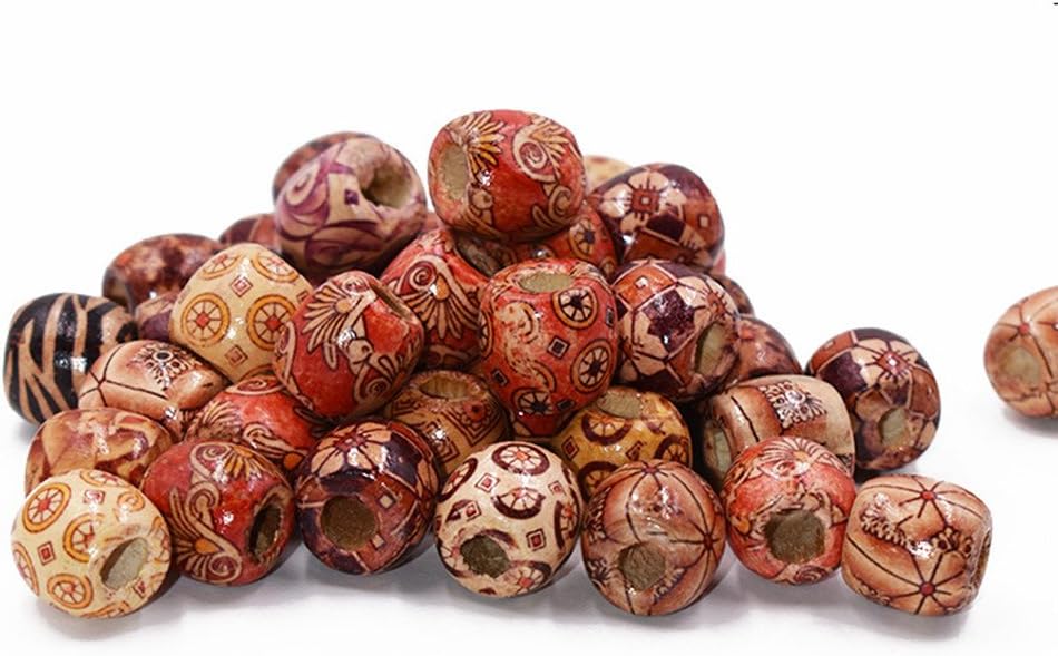 Mixed Painted Drum Wood Spacer Beads 17x16mm (Style 1-30pcs)