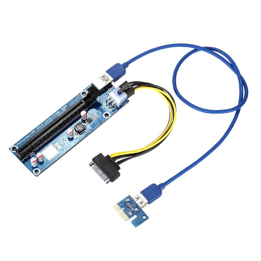 Ubit VER006C PCIe 1x To 16x PCI Express Extender Riser Card USB 3.0 PCI