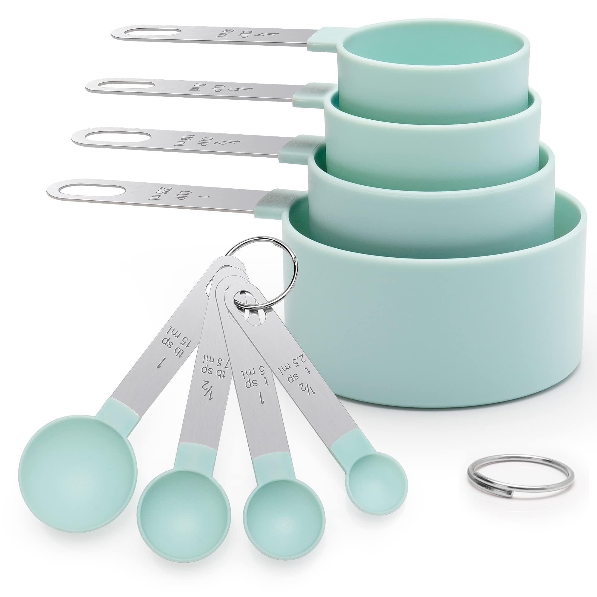 BokWin - Set Di 3 Misurini E Palette In Plastica Trasparente Multiuso - Per Dolci, Gelati, Caffè, Ghiaccio E Prodotti Secchi - 4