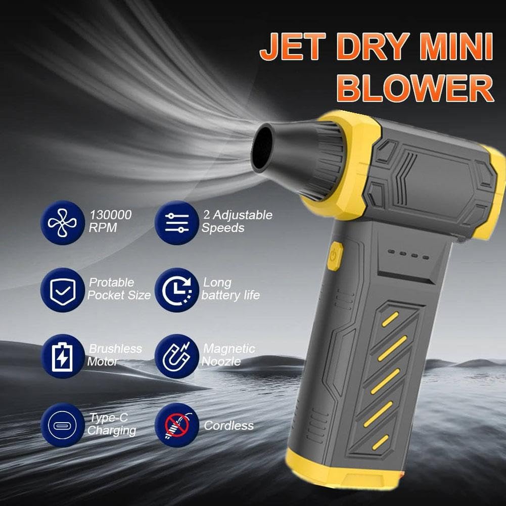 Mini turbo, spazzaneve portatile da 130.000 giri/min, a 3 velocità, portatile, con kit di aspirazione per asciugatura, rimozione S-now, pulizia
