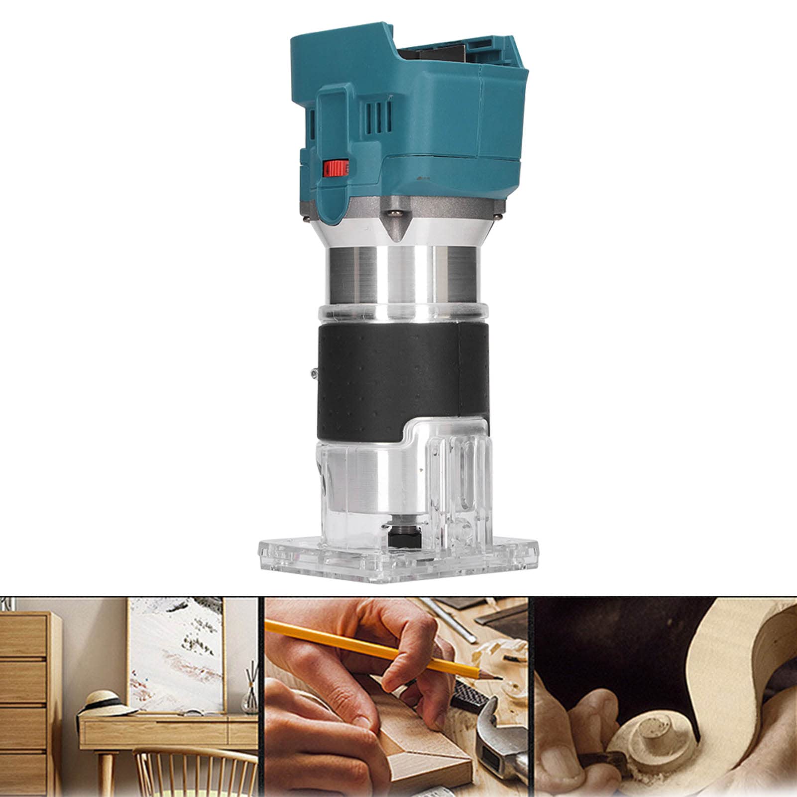 Recortadora inalámbrica para carpintería, router de corte de madera sin escobillas de 18 V con batería de iones de litio y control de 6 velocidades, empuñadura ergonómica y base de