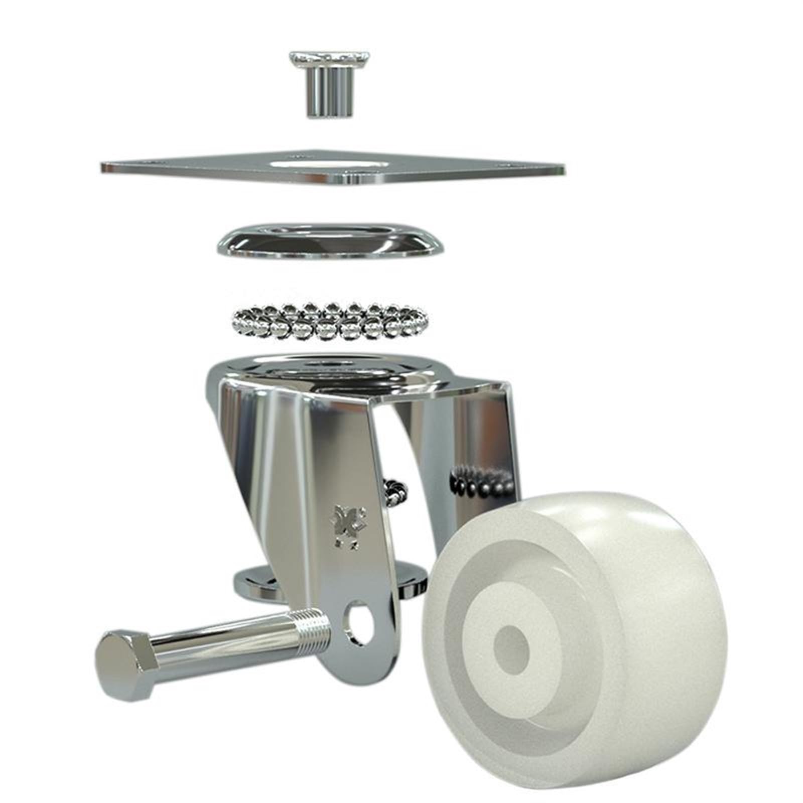 Roulette silencieuse et résistante en nylon blanc 2 pouces pour chariot