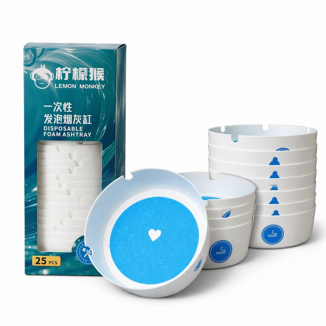 25Pcs Disposable Foam Ashtray With Gel | Fire-Resistant Disposable Ash Tray for Home, Car, Outdoor & Travel Use | Eco-Friendly Smokeless Cigarette Ashtray (White)-image-34
