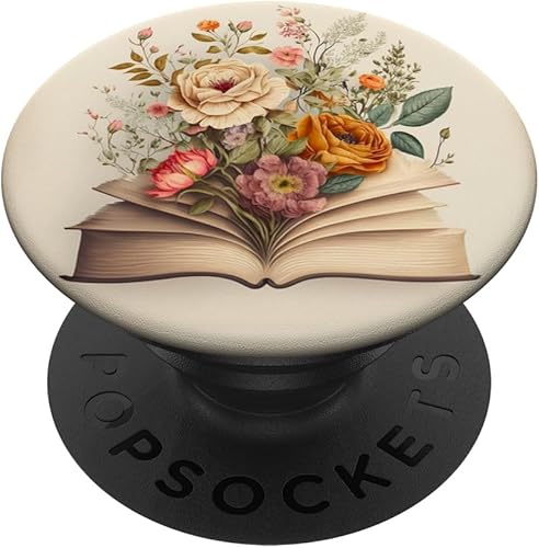 Librarian Flowery Book Lover Bookish Floral Aesthetic PopSockets intercambiables PopGrip