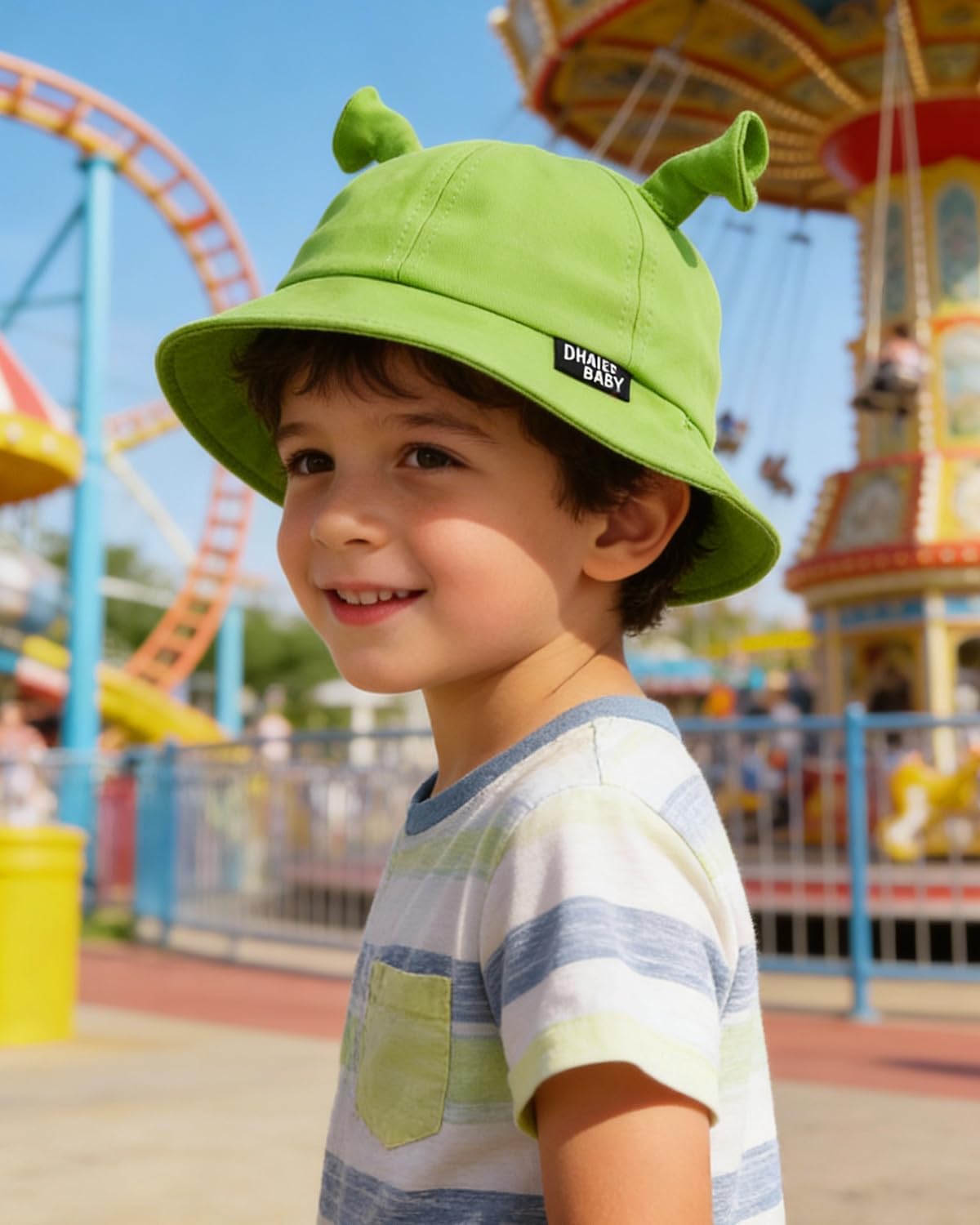 Cute Baseball Cap Hat with Ears for Boys Green Peaked Cap Bucket Hats Docker Caps Funny Costume Caps Fisherman Hat