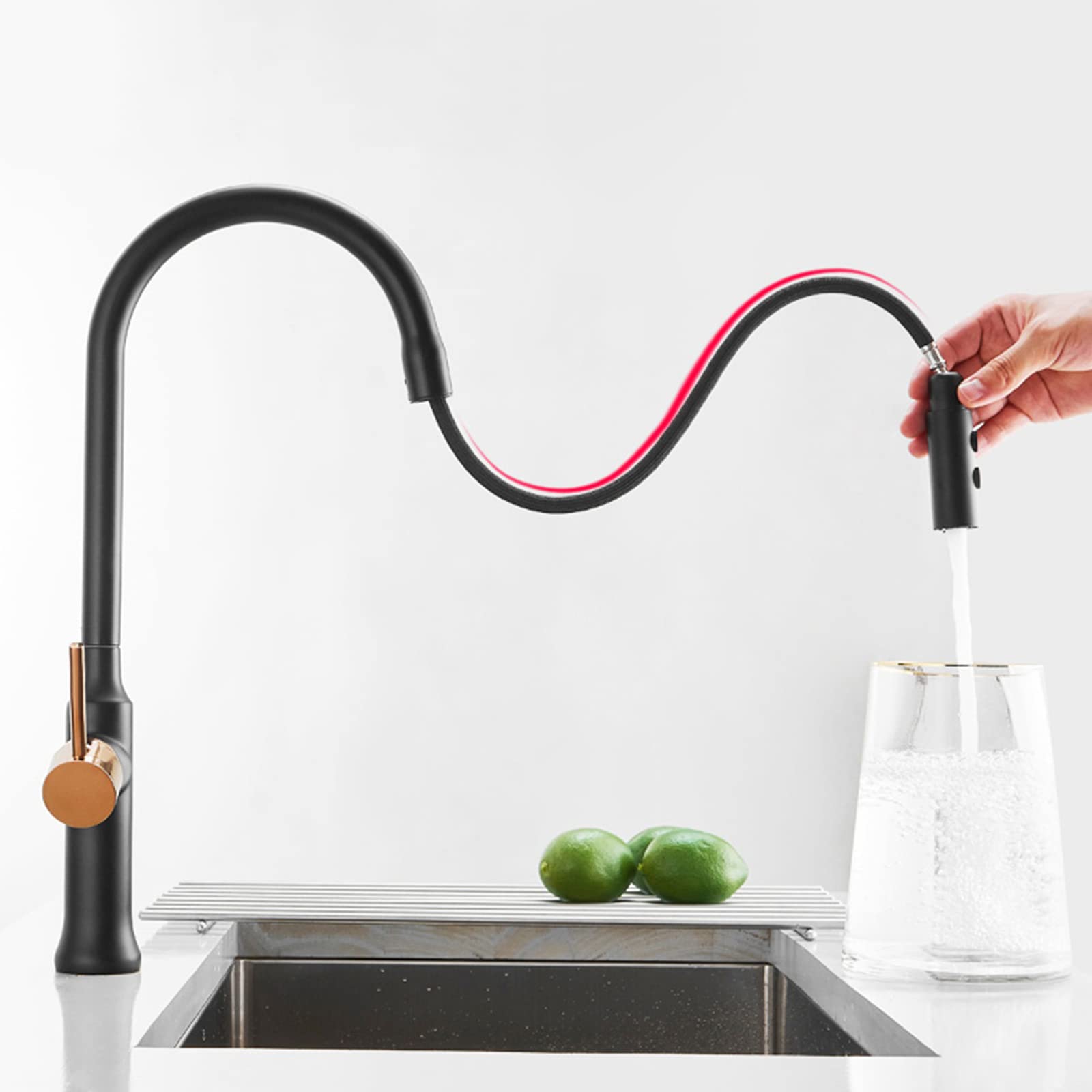 Robinet d'évier de cuisine rotatif ajustable en laiton durable