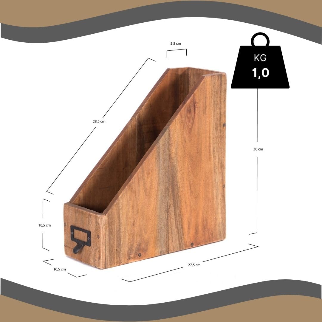 DESIGN DELIGHTS STEHSAMMLER NOTA | Mahagoni Holz, 30x29x11 cm (TxHxB) | Zeitschriftensammler, Holz Stehordner, Schreibtisch Büro Organizer