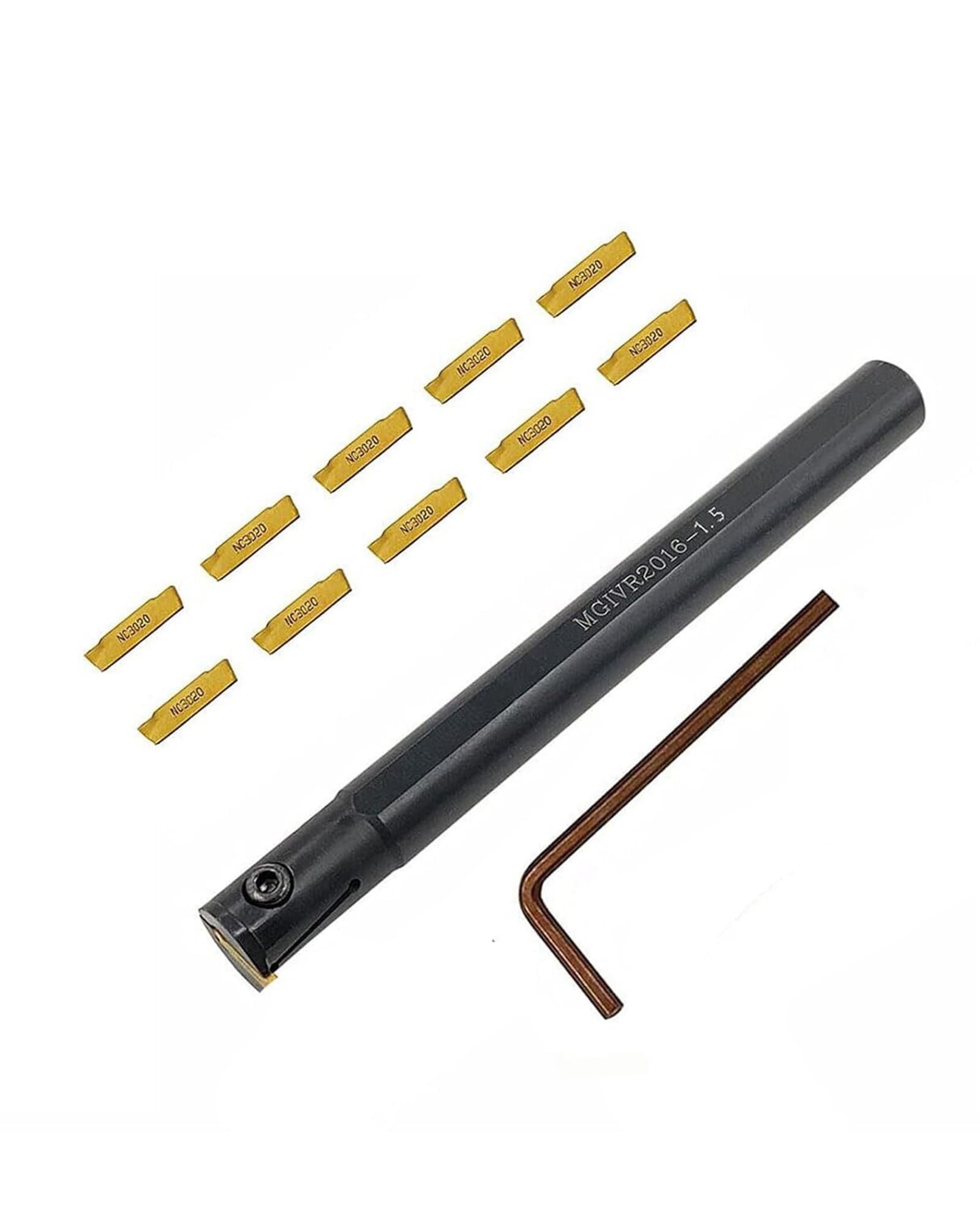 5/8" Portaherramientas para ranurado de agujeros internos MGIVR2016-1.5 Herramientas de ranurado y 11 piezas MGMN150 de 1.5 mm Hoja de corte de carburo.