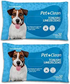Kit 2 Toalhas Lenços Umedecidos Para Pet Cães e Gatos - Total de 100 Unidades