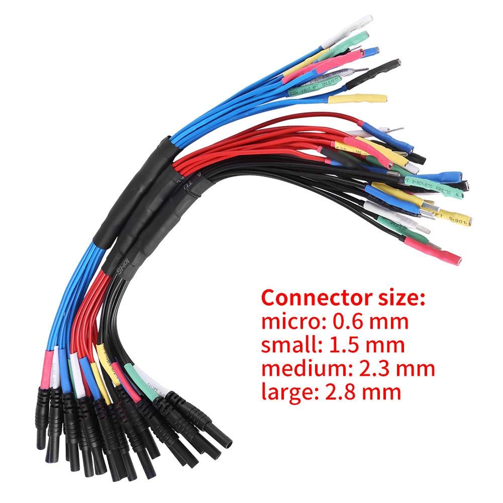 6 canales Universal Breakout Leads para Oscilliscope de diagnóstico automotriz 4 tamaños 0.6mm, 1.5mm, 2.3mm y 2.8mm Conjunto de electrodos（HT306）(Negro)