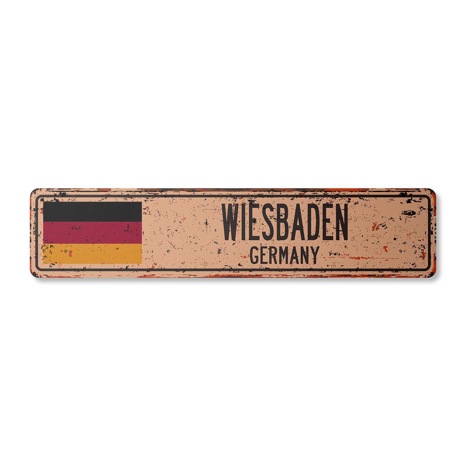 Yaasimoule Metal Wiesbaden Germany Vintage Street Sign German Flag City Country Road Wall Rustic