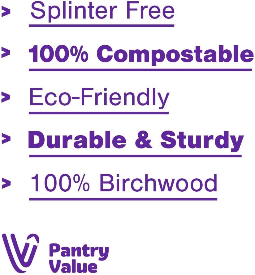 Pantry Value [Case of 1200] Disposable Wooden Forks, Splinter-free Biodegradable, Eco-friendly Utensils for Outdoors, Parties, and events