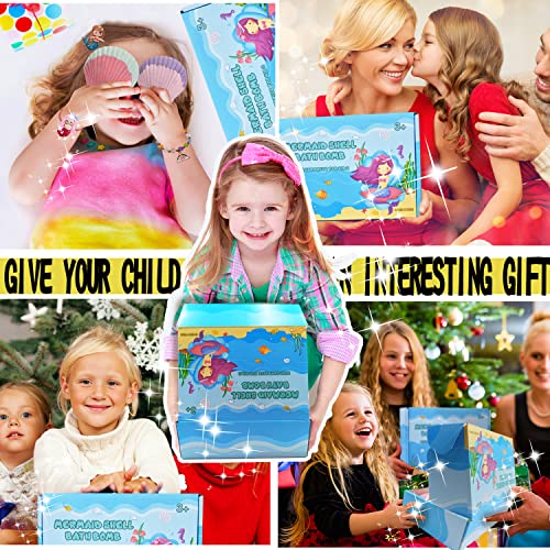 Mermaid Bath Bombs For Kids Girls With Surprise Inside, 6 Pcs Natural Fizzy Princess Fun Shell Bubble Bath Bomb Kit With Jewelry Toys, Christmas Easter Basket Stuffer Valentines Day Birthday Gift Set #TOP3